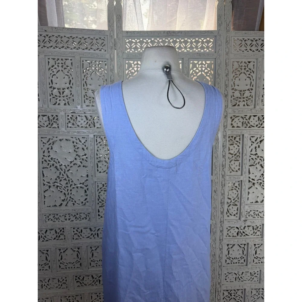 Calypso St Barth Blue Linen Blend Sleeveless Dress Womens Medium Resort Coastal - Picture 6 of 8